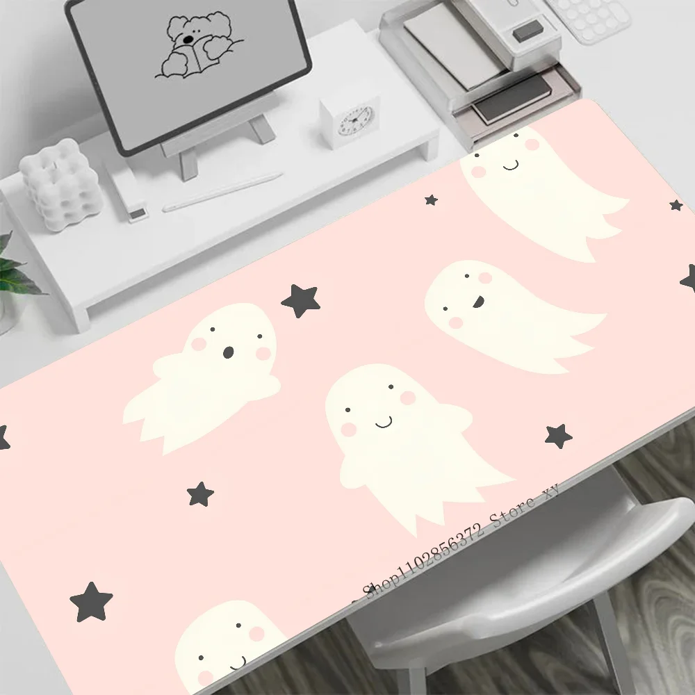 1pc Kawaii White Ghost Non-slip Mouse Pad Suitable For Office Computers Laptops E-sports Game Desk Mats XXL Keyboard