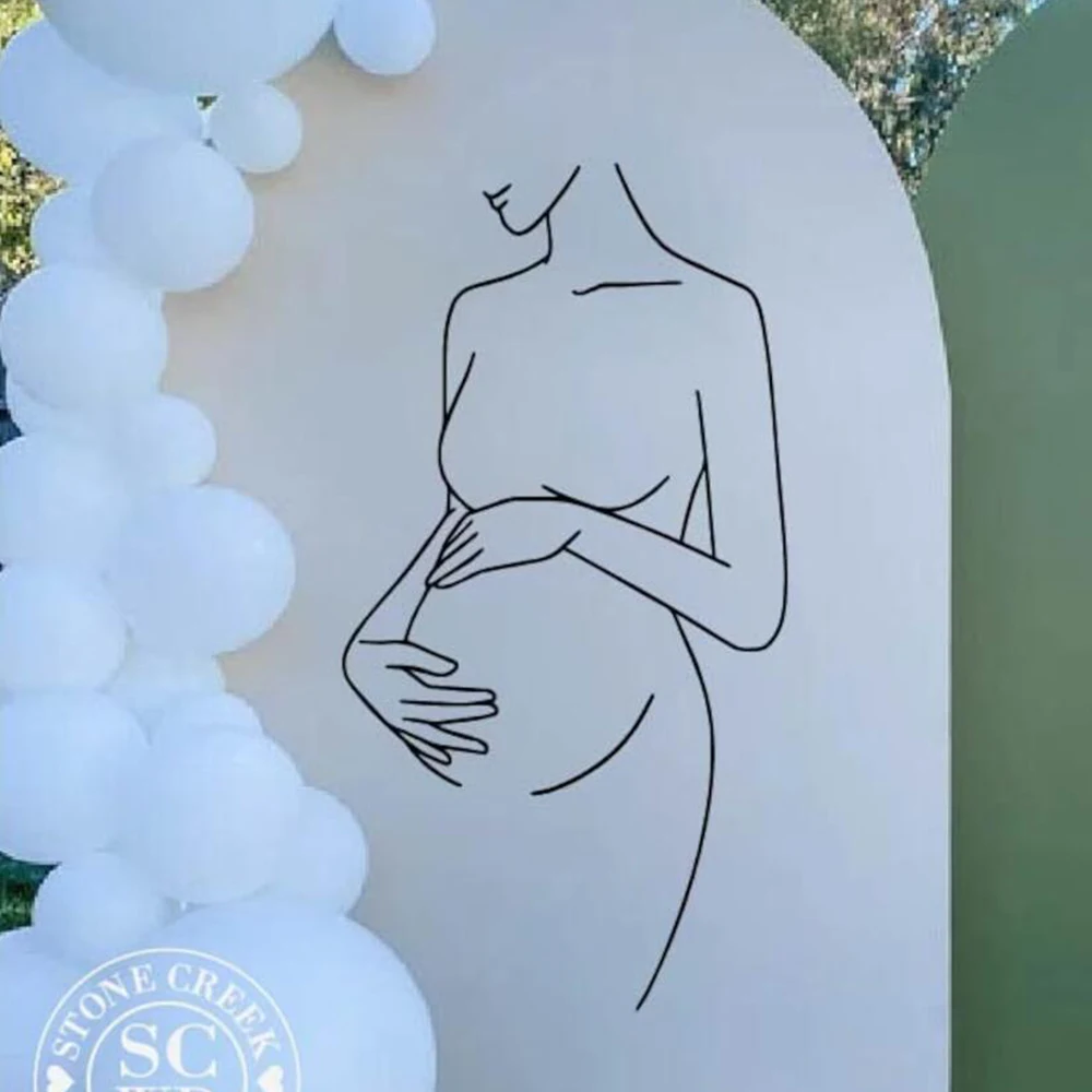 Pregnant Woman Silhouette Wall Sticker Gender Reveal Party Baby Shower Wall Decal Birthday Home Decor