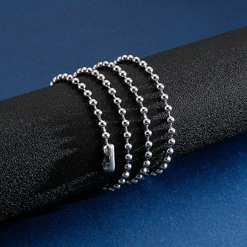 Simple Link Chain DIY Long Necklaces For Men Silver Color Stainless Steel Balls Men Collar Choker Hip Hop Male Jewelry Wholesale