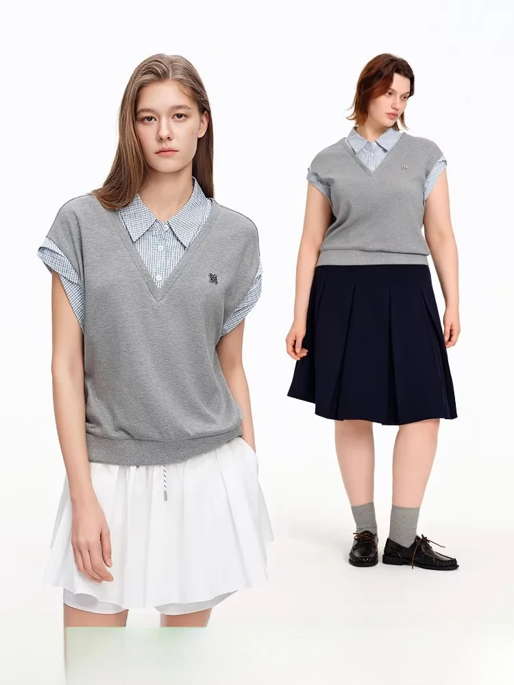 

ay Blue Order Exclusive Two-Piece irt Vest Women's Summer 2026 New College Sle Small irt Cotton Loose Fit Svel