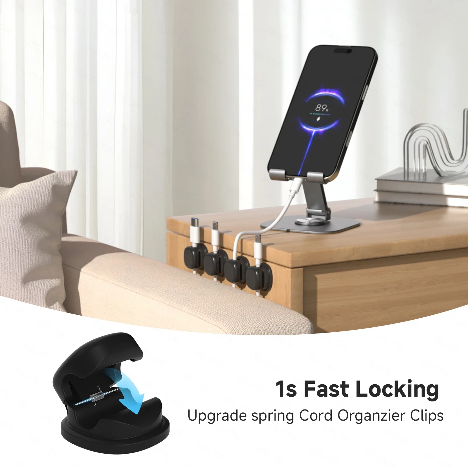 Magnetic Phone Cable Clips Under Desk Cord Holder Wire Smooth Management Keeper Office Kitchen Cable Organizer 3/6PCS view 6