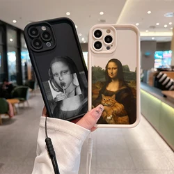 Great Art Aesthetic David Mona Lisa Phone Case for IPhone 15 14 13 12 11 Pro Max XR X 8 Plus Soft TPU Back Cover With Hand Strap