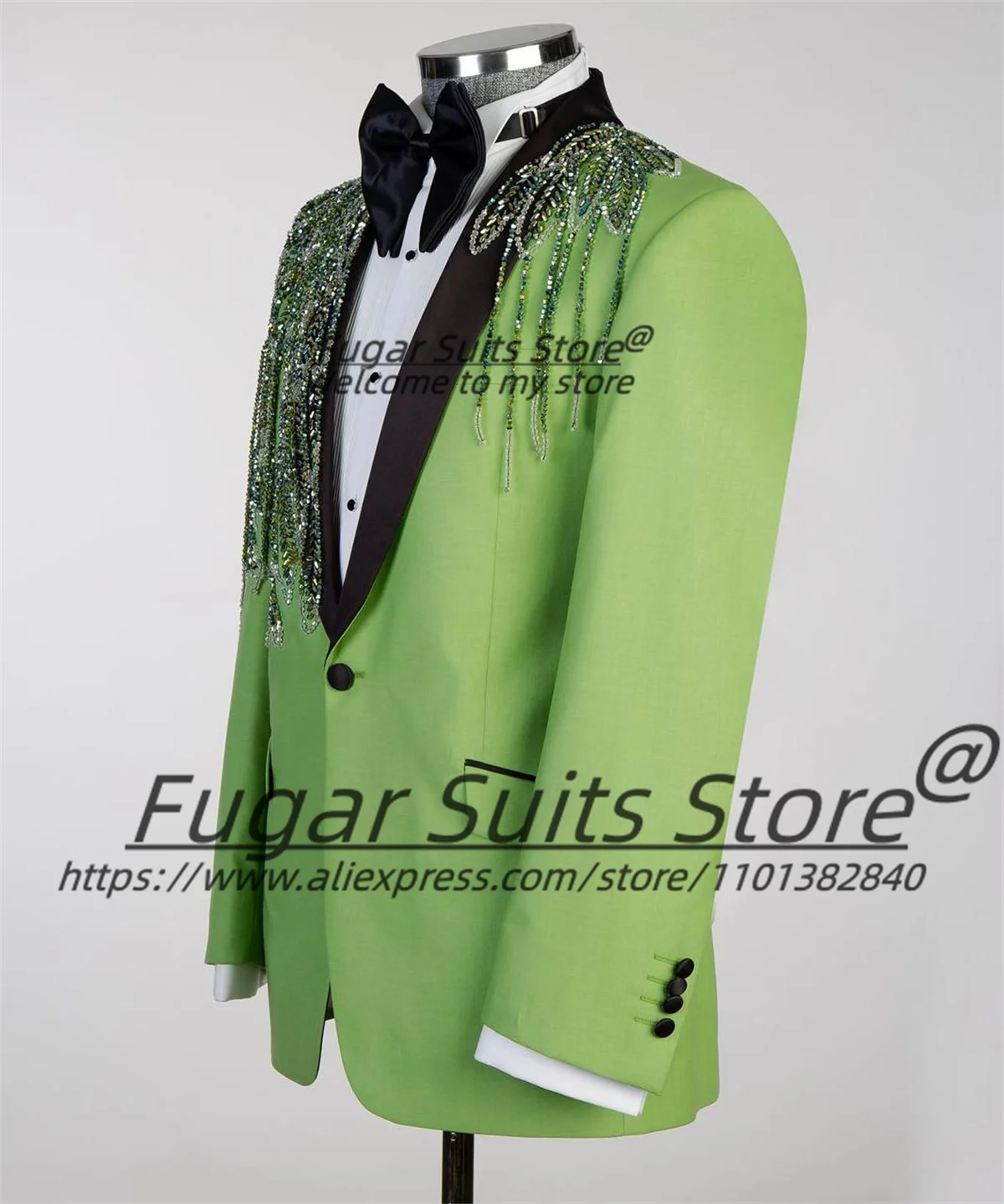 Magnificent Diamond Green Men Suits Slim Fit Shawl Lapel Groom Wedding Tuxedos 2 Pieces Sets Elegant Male Blazers Ropa Hombre