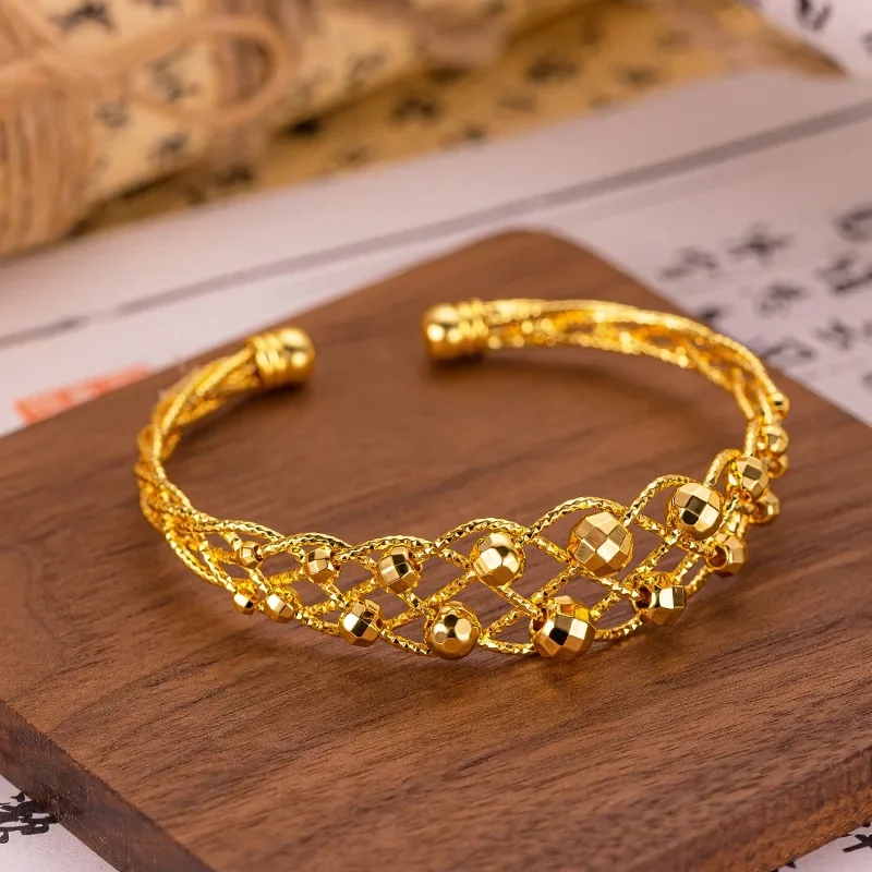 

9999 Real Gold 24K High-end Light Luxury Bohemian Flash Bracelet, Gold Niche Fashion Versatile Opening Bracelet