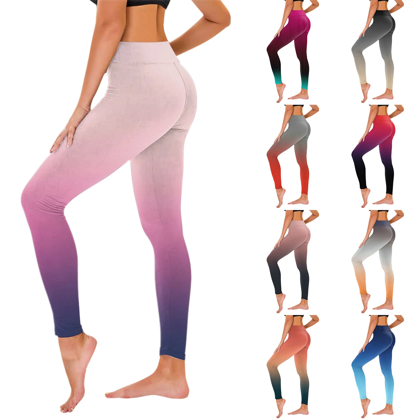 Leggings femininas casuais de treino sem costura, calças de treino folgadas monocromáticas, ginástica de compressão, esportes corrida