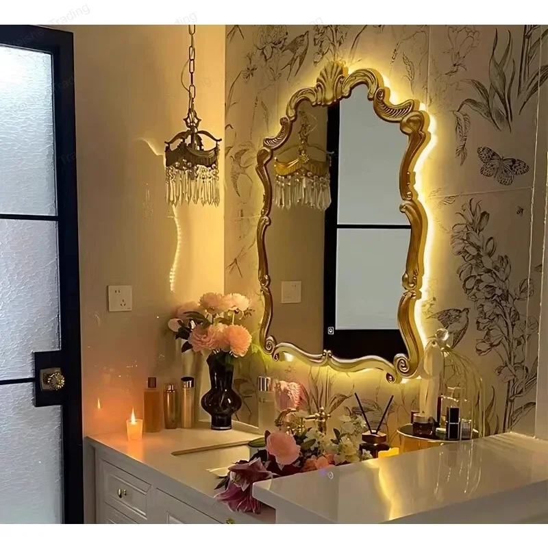 Vintage bathroom mirror lace toilet mural makeup mirror living room vanity mirror