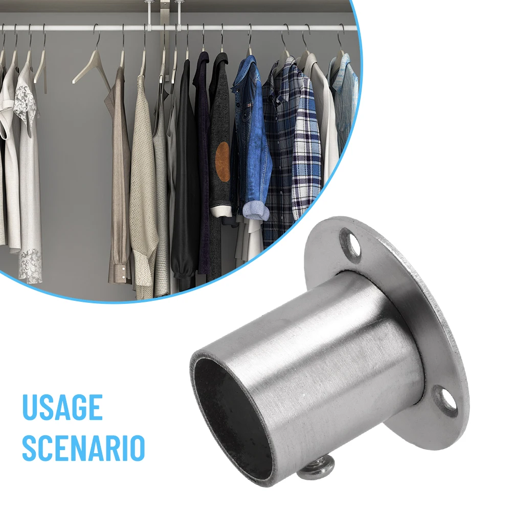 Versatile Stainless Steel Wardrobe Rail with Tube Support Closet Bar Stand Rod Socket End Multiple Diameter Options