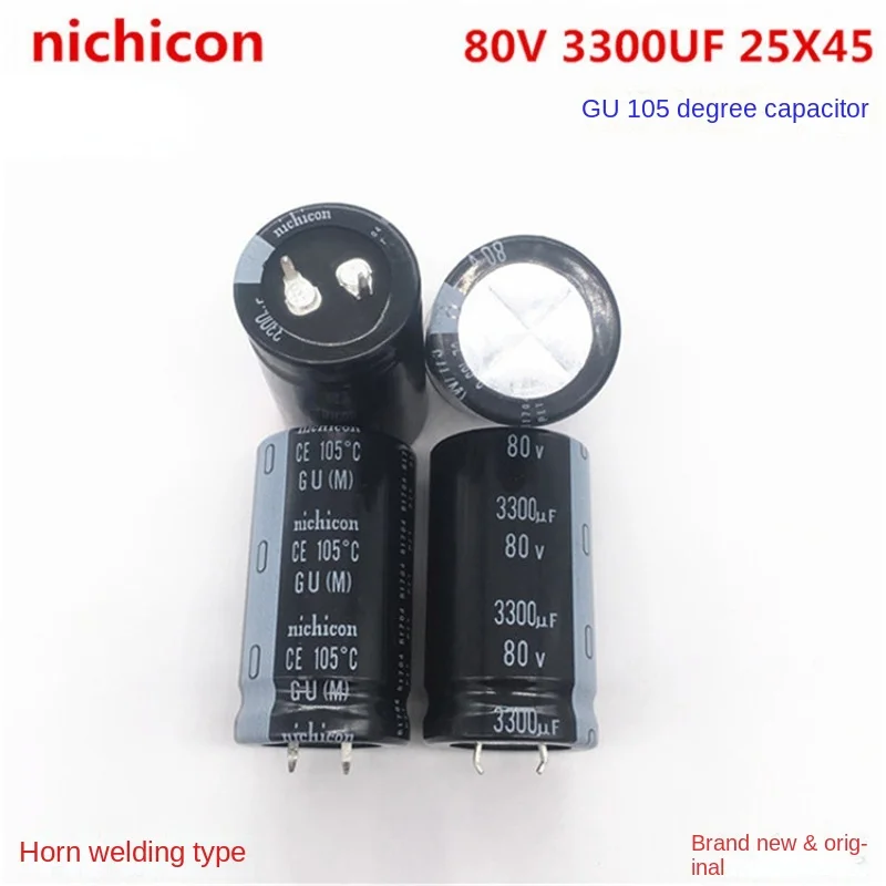 

1PCS 80V3300UF 25X45 Nippon Nikkeon electrolytic capacitor 3300UF 80V 25 * 45 GU 105 degrees