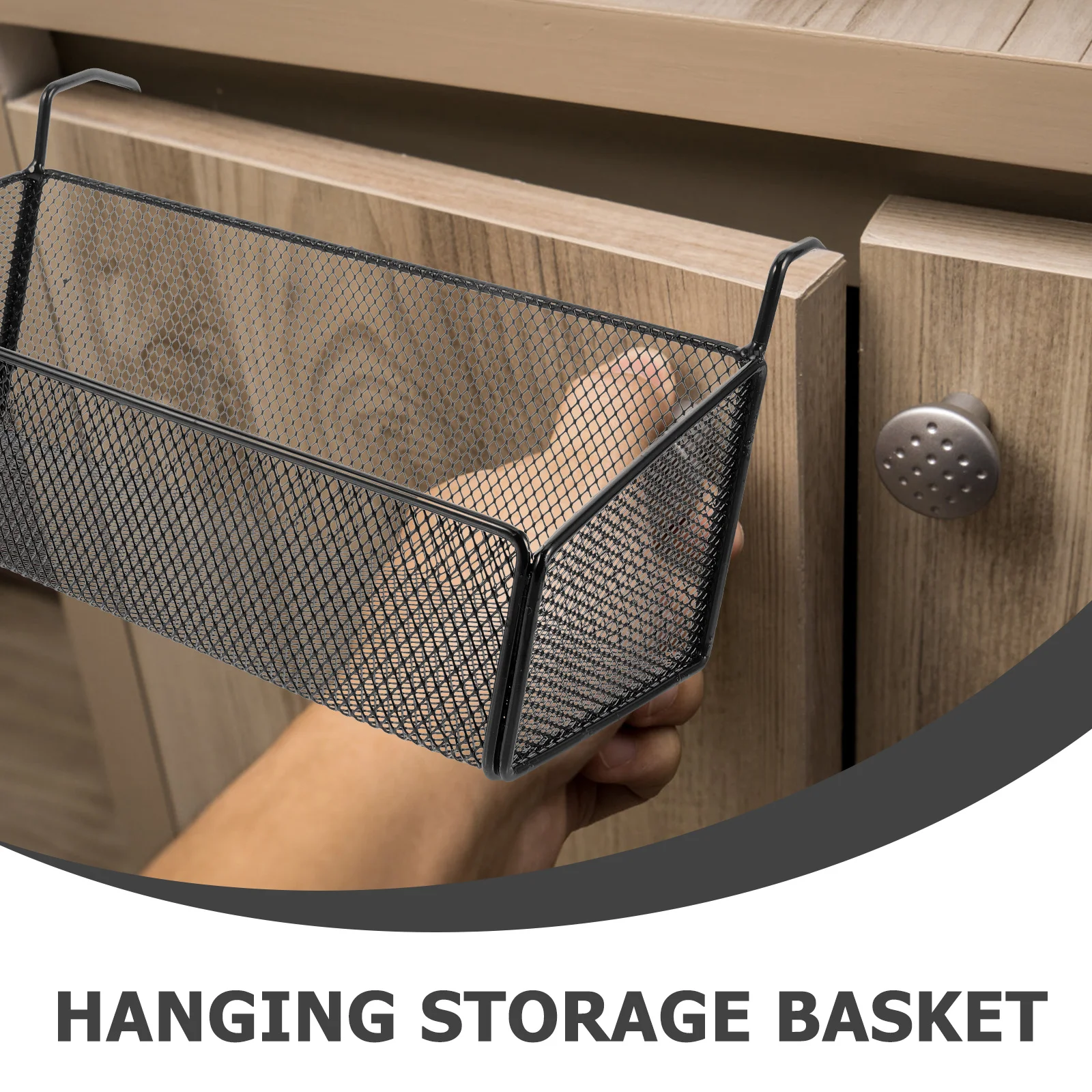 

Hanging Storage Basket Iron Wire Mesh Organizer For Bathroom Kitchen Bedroom Space Saving No Drill Black