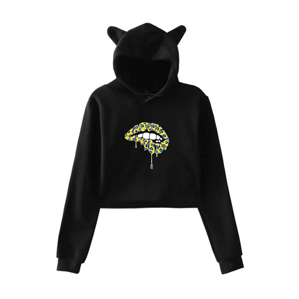 

Ben Azelart Stay Wild Lip Hoodie Vintage 90s Streetwear Hoodie Hoodies Merch Sweatshirts for Girls Cat Ear Crop Fashion women