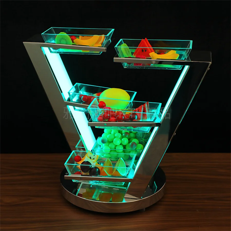 Creative Cocktail Shelf Bar Drinkware Cup Stand Rechargeable VIP Service Shot Glass Glorifier Display Rack Fruit Plate Holder