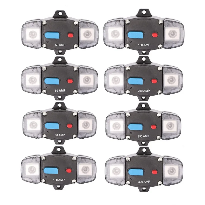 12V 24V 48V DC Car Truck Audio Resettable Fuse Circuit Breaker 50A-300A Reset Waterproof Power Protection