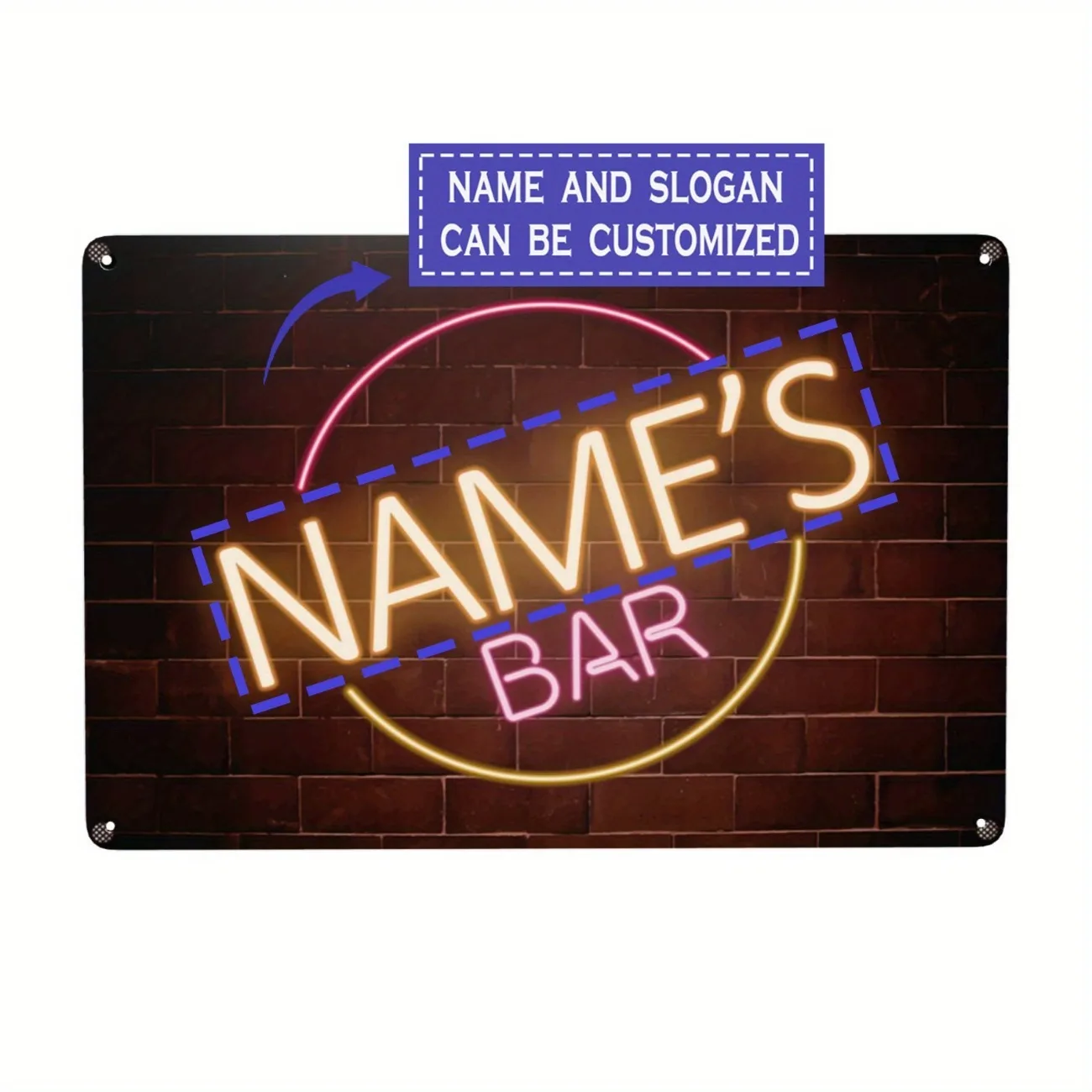 Individuelles Retro Neon Bar Metallschild Personalisierte Heim- und Gartenwanddekoration (Nur Dekoration)