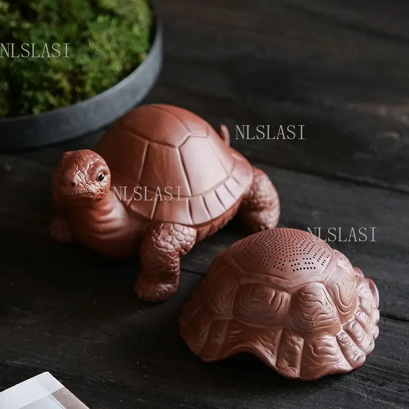 Creative Zisha Turtle Tea Pet with Detachable Shell Tea Strainer Dual Function Ceramic Tortoise Figurine for Kung Fu Tea Table
