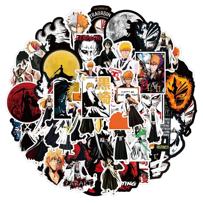 

10/30/50pcs Japanese Anime BLEACH Stickers DIY Waterproof Phone Skateboard Laptop Luggage Journal Notebook Graffiti Sticker