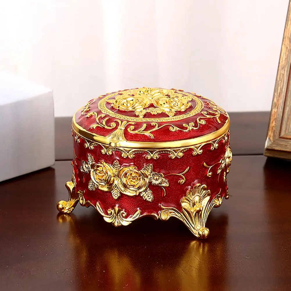 Vintage Exquisite Jewelry Box Dust-proof Anti-drop Enameled Storage Metal European Style Jewelry Holder for Bedroom