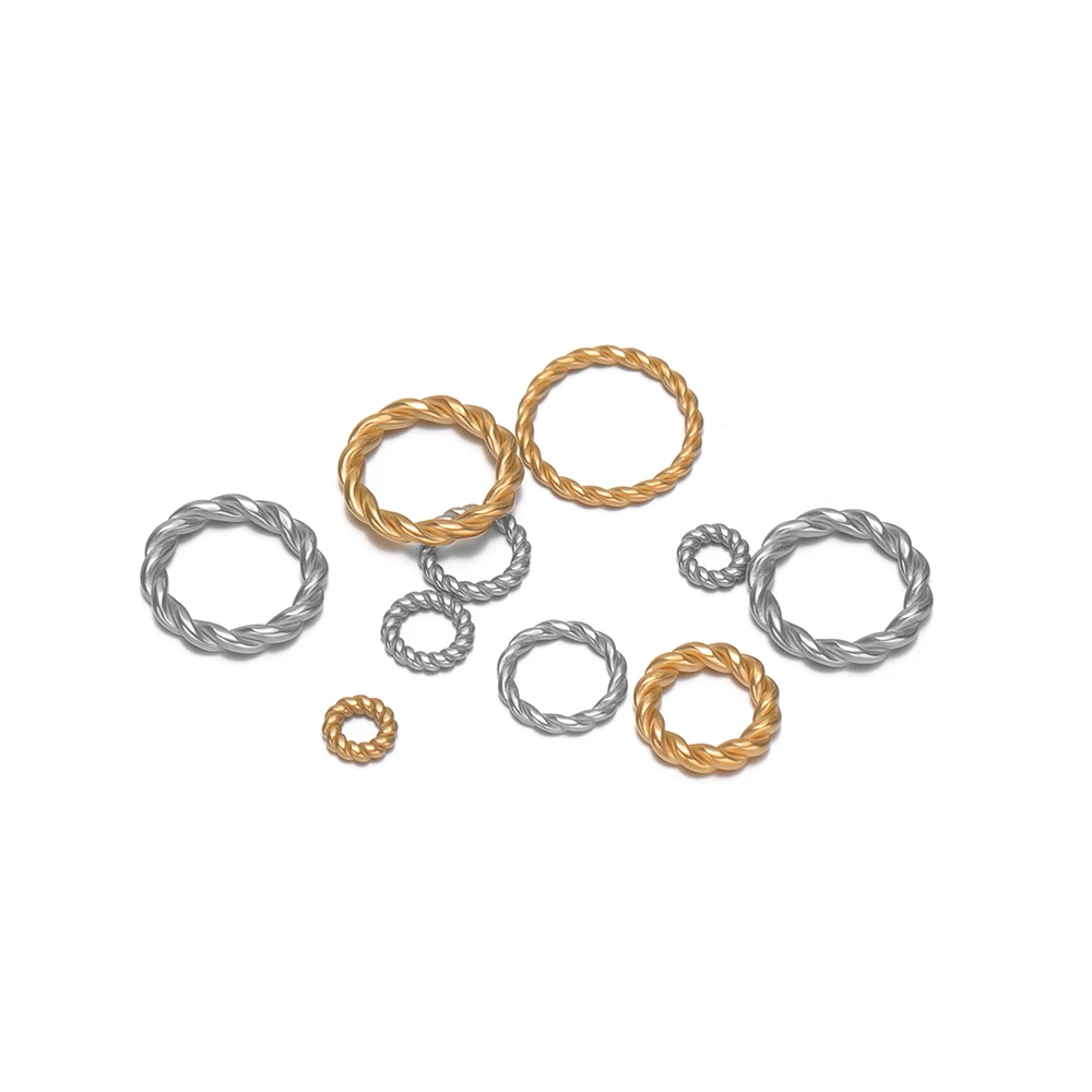 20-50 Stück 18K Gold Edelstahl Gedrehte Seil-Verbinder Geschlossene Biegeringe DIY Halskette Schmuckzubehör Ohrringherstellung – Detail 1