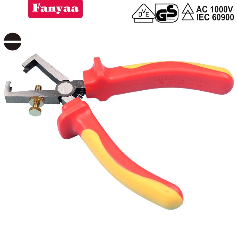 Fanyaa Insulated Wire Stripping Spring Pliers Electricians Power Cord Stripper Hand Tool 1000V, Crv Body and Non-Slip Handle