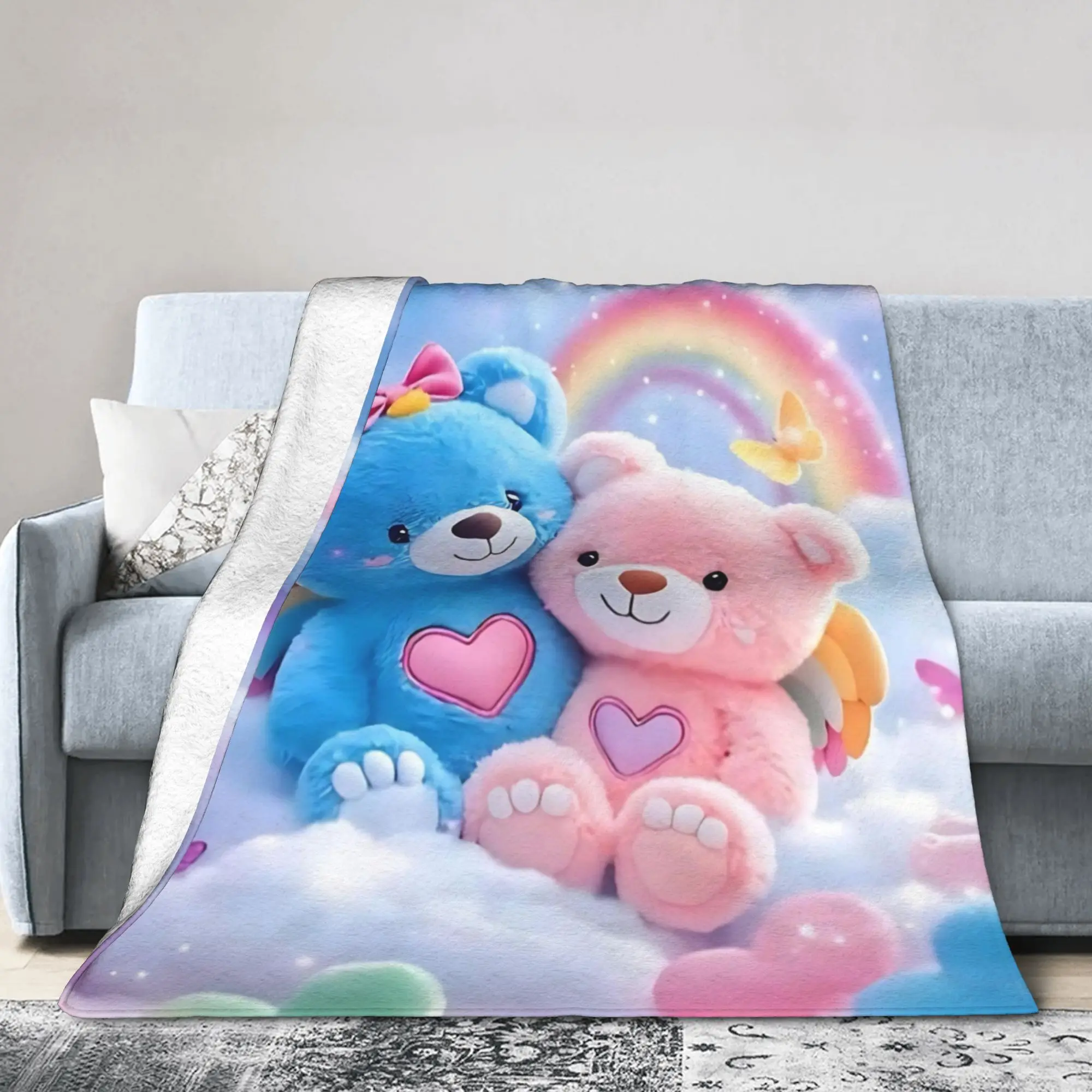 3D Teddys Bear Sweet Cartoon Lovely Knitted Blanket Velvet  Ultra-Soft Throw Blankets for Bedding Couch Bedroom Quilt