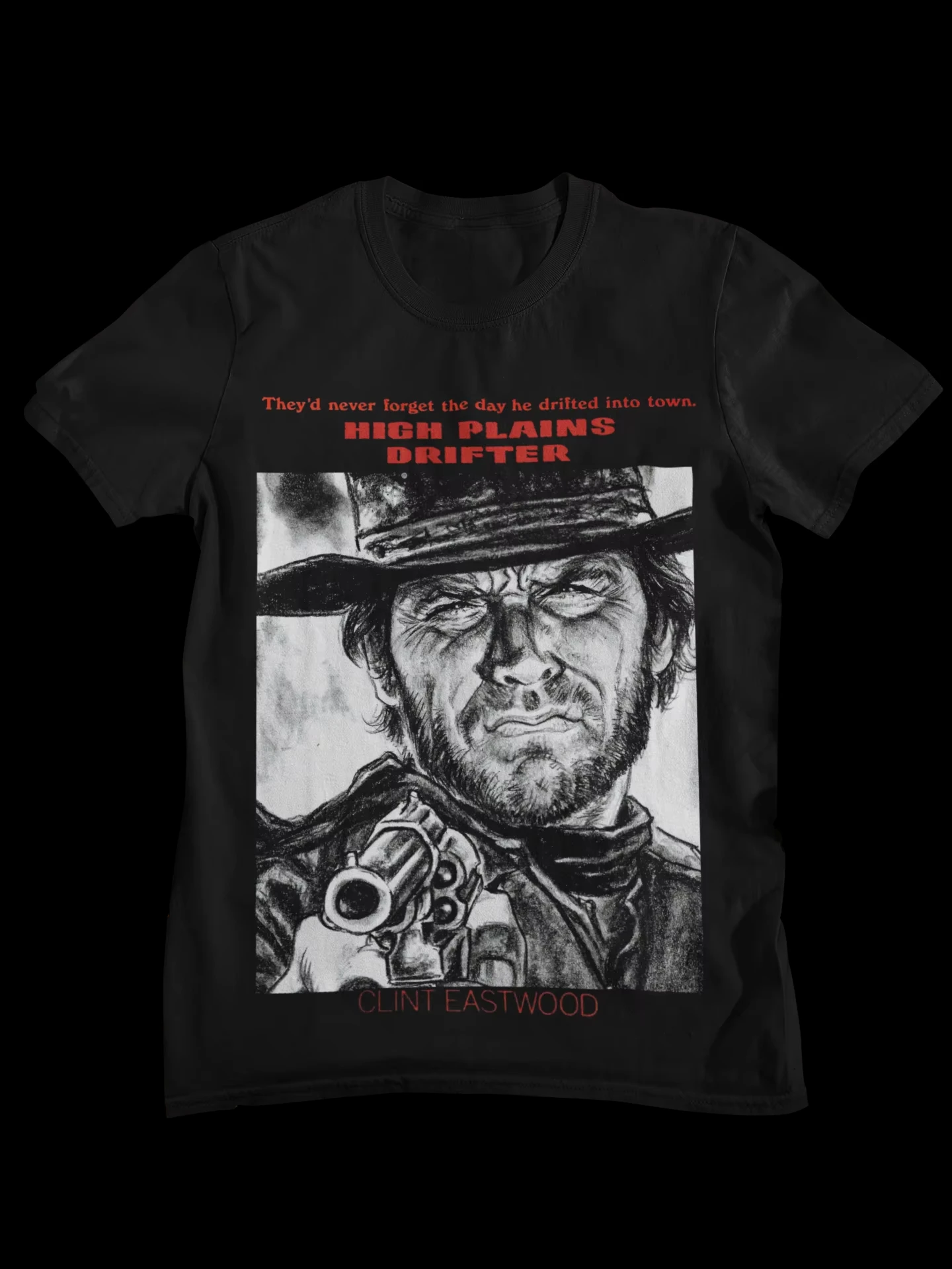 High Plains Drifter Clint Eastwood Retro Western Movie Graphic T-Shirt Men Vintage Cowboy Casual Cotton Streetwear Tops