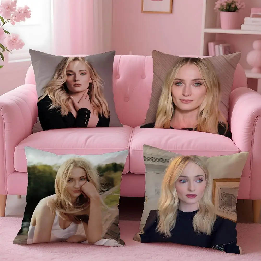 movie Sophie Turner Cushion Cover Cushion Cover Set 4Pcs 50x50 45x45 40x40 Pillowcase Decorative Sofa Home Decor