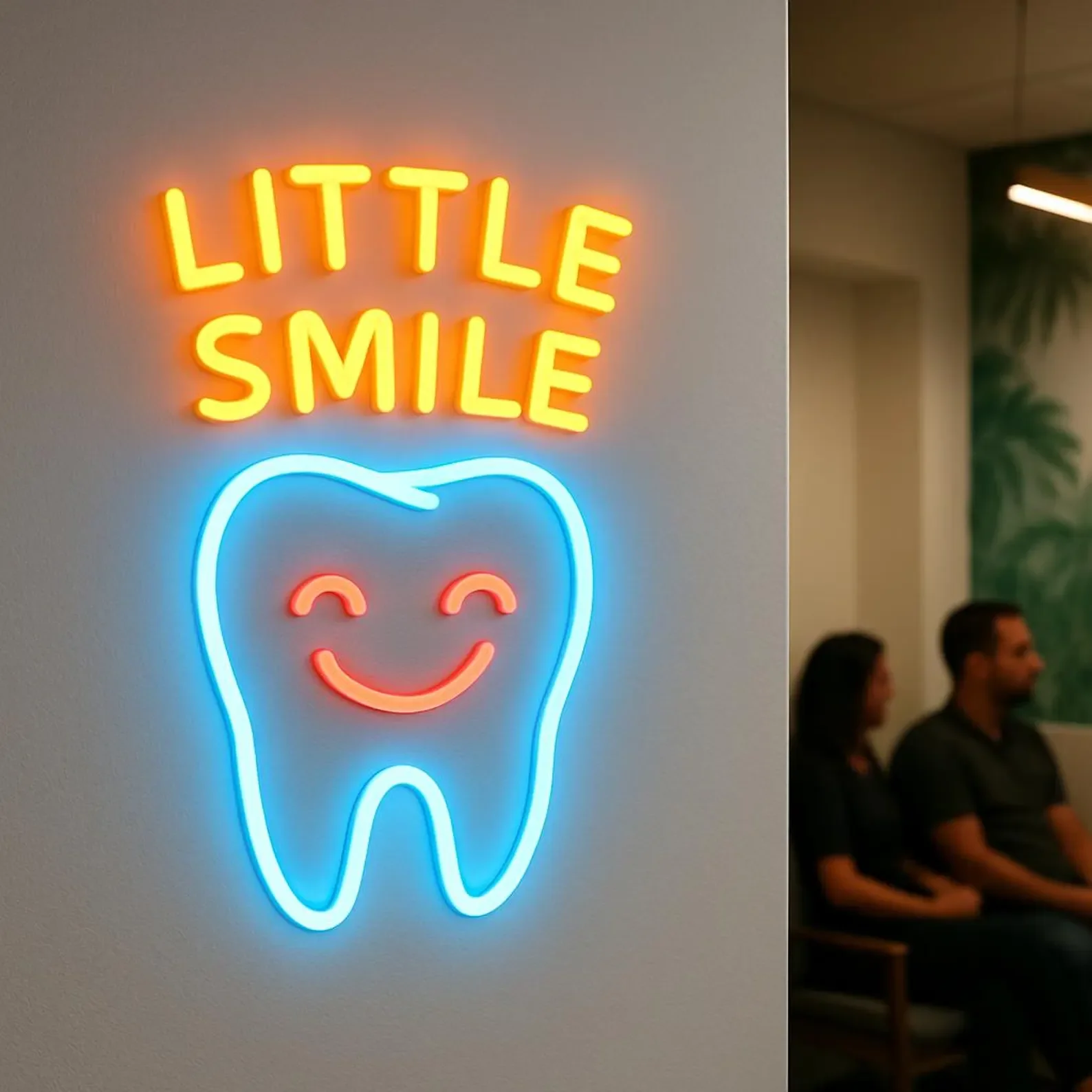Little Smile and Tooth Neon Sign,Dental Treatment Neon Sign,Pediatric Dentistry Neon Decor,Business Open Sign,Custom Neon Sign
