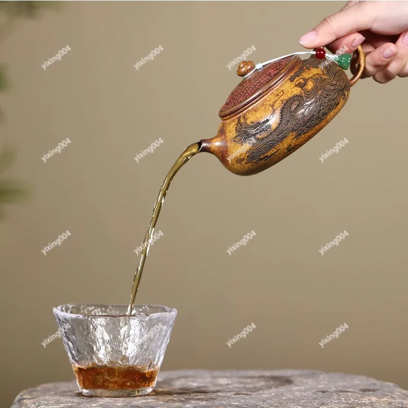 Handmade Ceramic Teapot, Clay Material Pot for Home Gongfu Tea Brewing Household Teaware 5