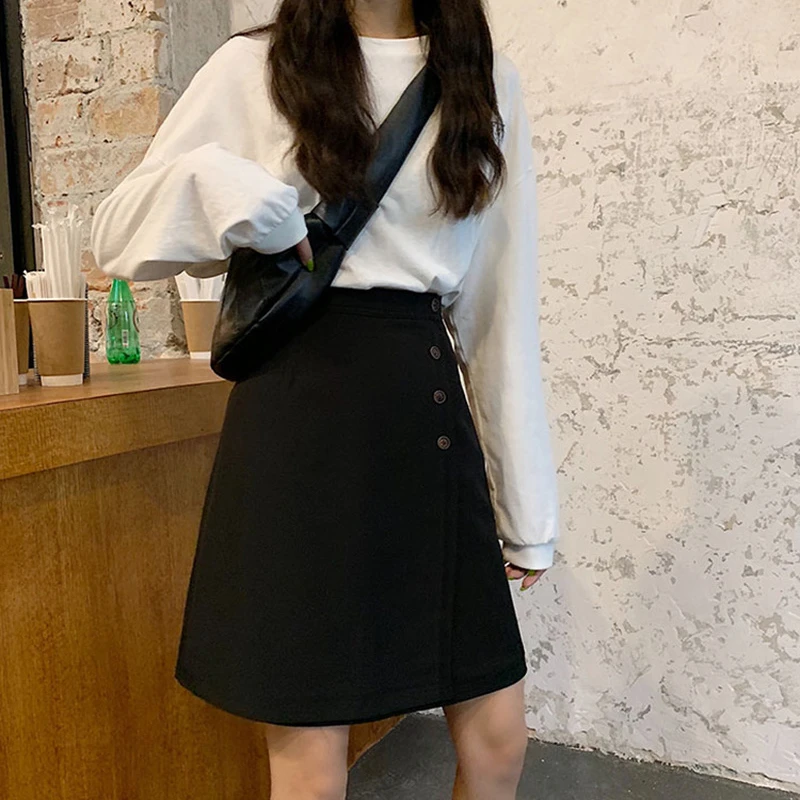 

S-3XL женские элегантные юбки офисные женские на пуговицах простые универсальные базовые стройные винтажные модные повседневные трапециевидные юбки в корейском стиле