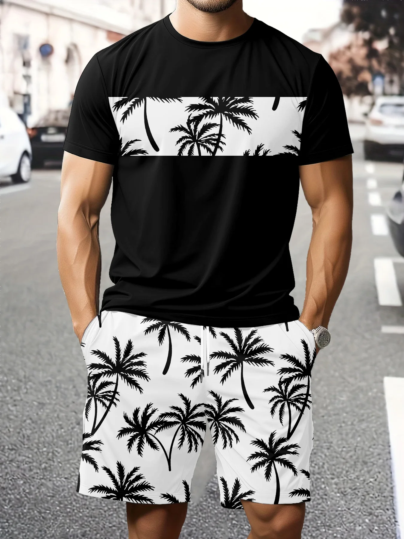 ชุดเสื้อยืดและกางเกงขาสั้นแฟชั - Mens Fashion Streetwear บทวิจารณ์และราคา