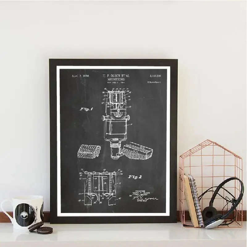 Dj Equipment Patent Wall Art Posters Prints Canvas Painting Dj Headphones Turntable Dj Microphone Pictures Modern Home Decor