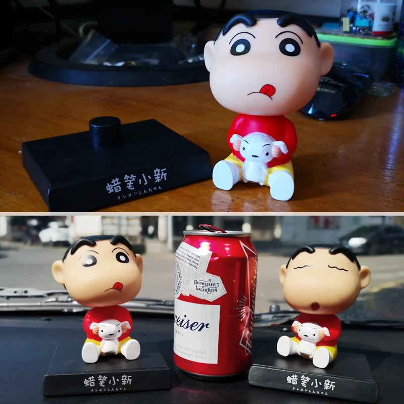 12cm New Crayon Shin-chan Car Shaking Head Auto Interior Kawaii Tabletop Decoration BobbleHead Model Toy Doll Kids Birthday Gift