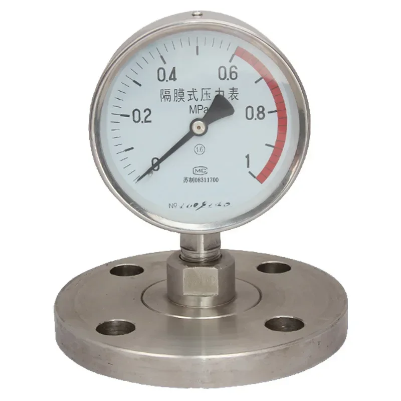 YTP100ML MF semi-steel, diaphragm pressure gauge, flange pressure gauge, diaphragm DN25 DN50 PTFE
