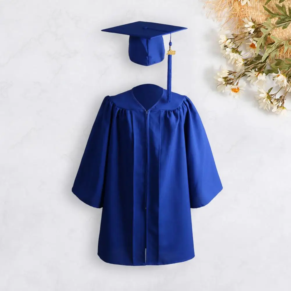 Costume de graduation pour garçons et filles, robe de graduation, casquette, pompon, ensemble de olympiques de célibataire, école primaire, maternelle, enfant, 2023