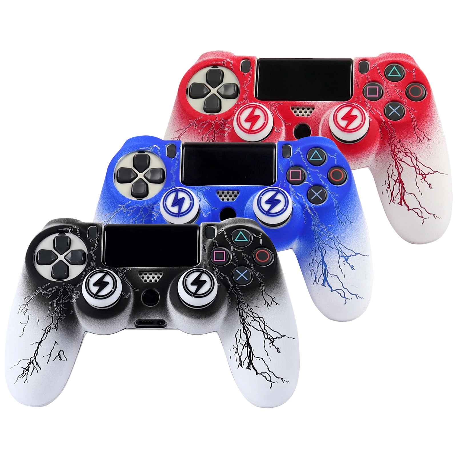 Capa de controle de silicone macio para escultura a laser, para controle playstation 4, ps4, pele de gamepad com tampas de joystick
