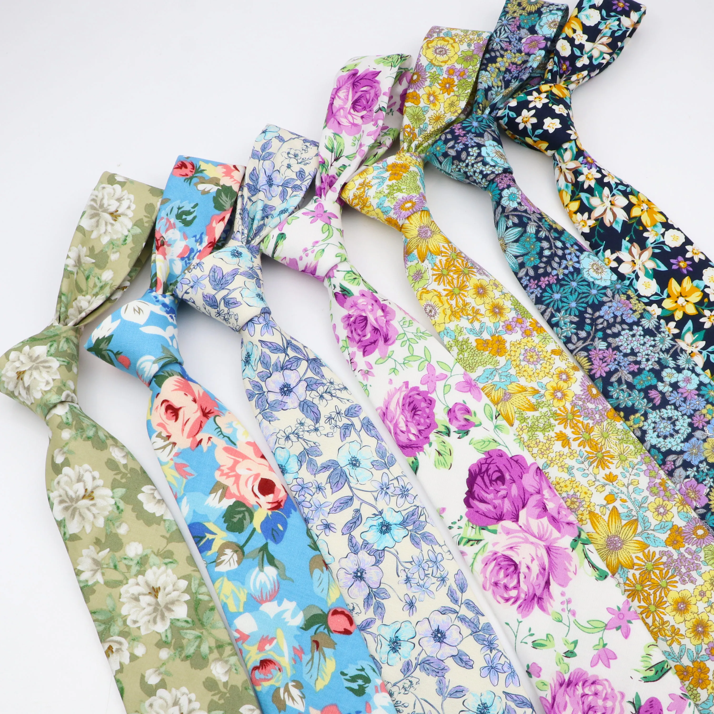 Classic Men's Floral Cotton Tie Retro Fashion Leisure 6cm Narrow Cravat Wedding Performance Suit Shirt Accessories