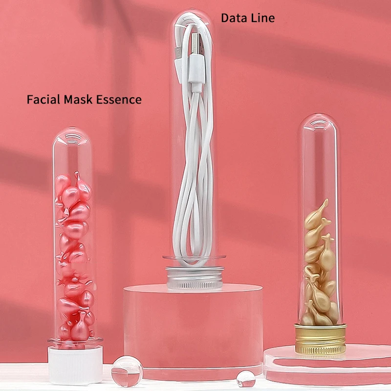 30/40/100ml PET Test Tube Bottle Transparent Cylindrical Plastic Refillable Bottle For Mask Candy Data Line Masking Paper