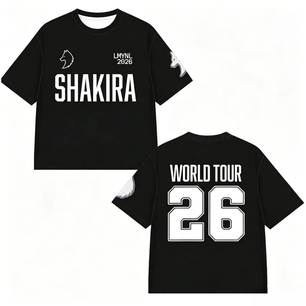 2026 Shakira LMYNL World Tour Printed Summer T-shirt Men's Women's Popular FashionCasual Tshirt Y2k Tops Family Matching
