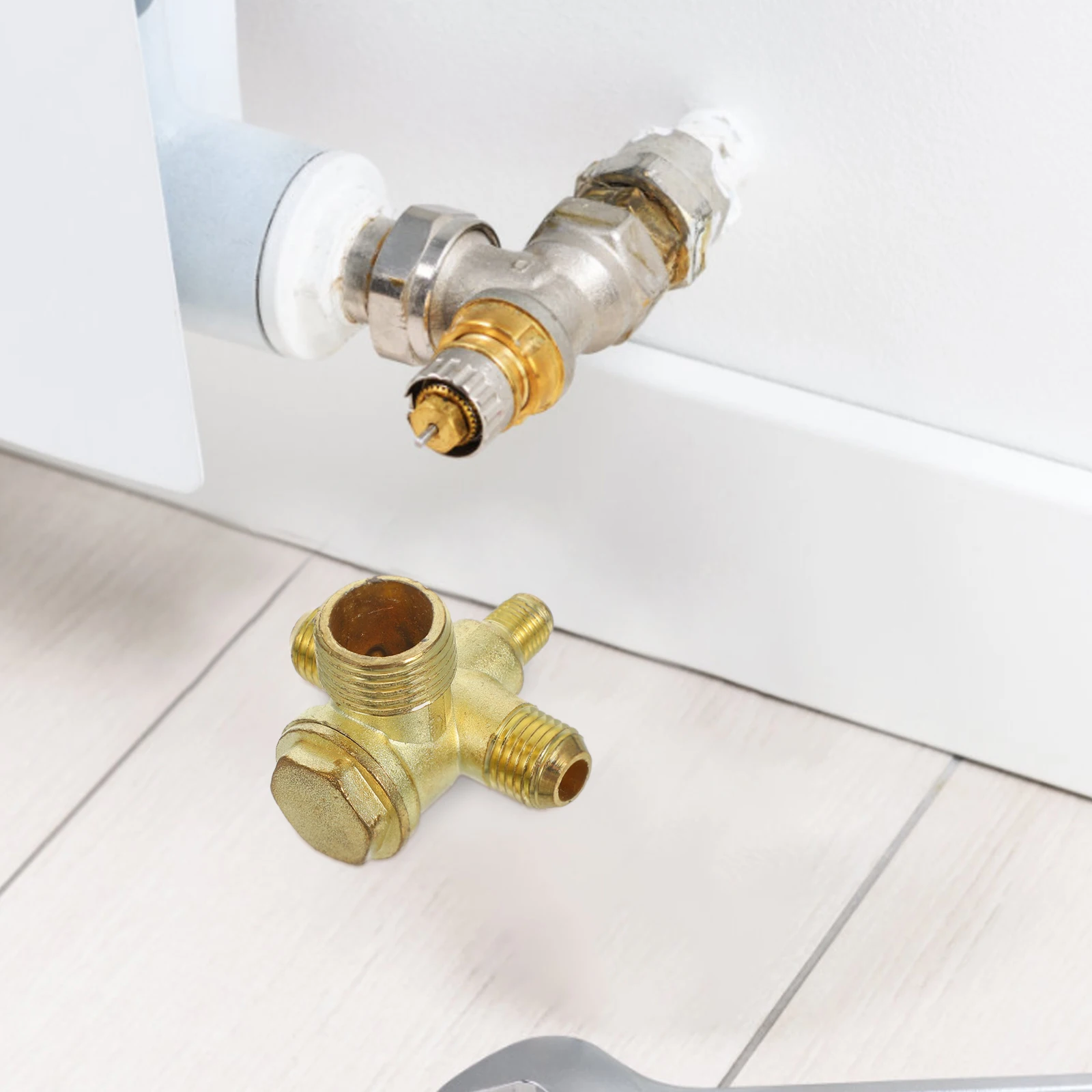 

Air Compressor Double Tube Check Copper Non Return Valve High Strength Easy Install Pneumatic Accessories Threaded Connector