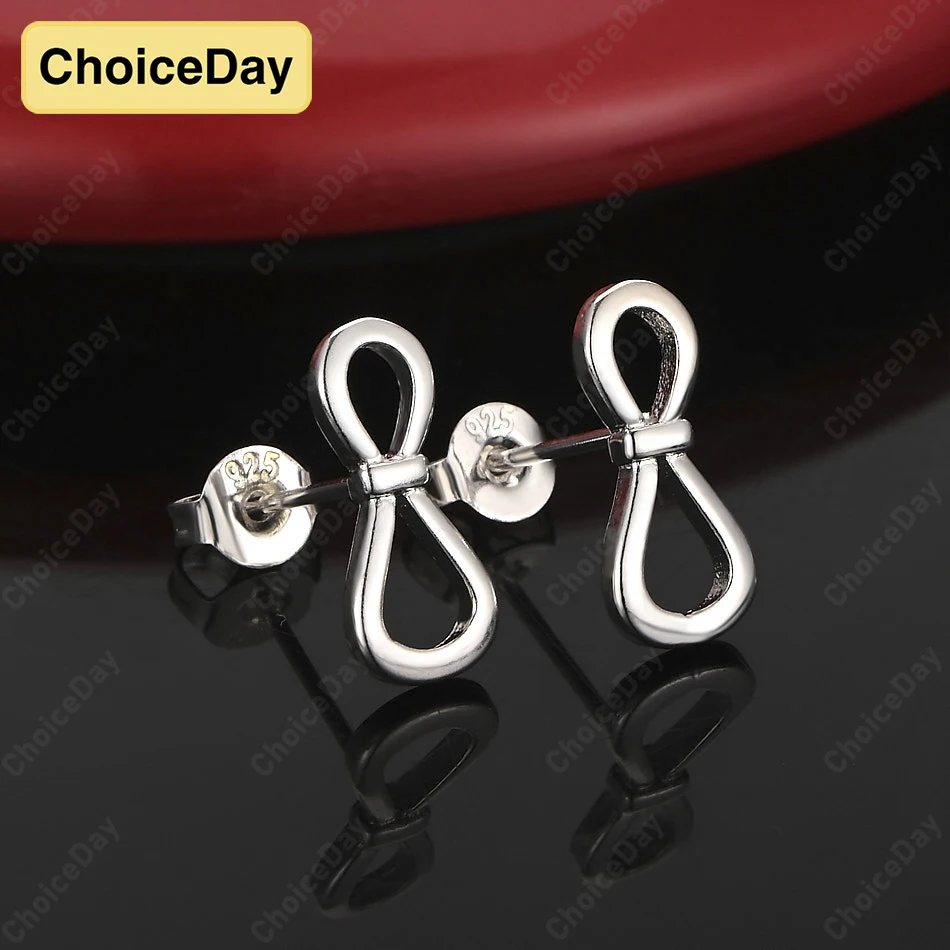 

ChoiceDay 925 Sterling Silver Bowknot Earrings Women Fashion Pendant Gift Jewelry Accessories Wedding