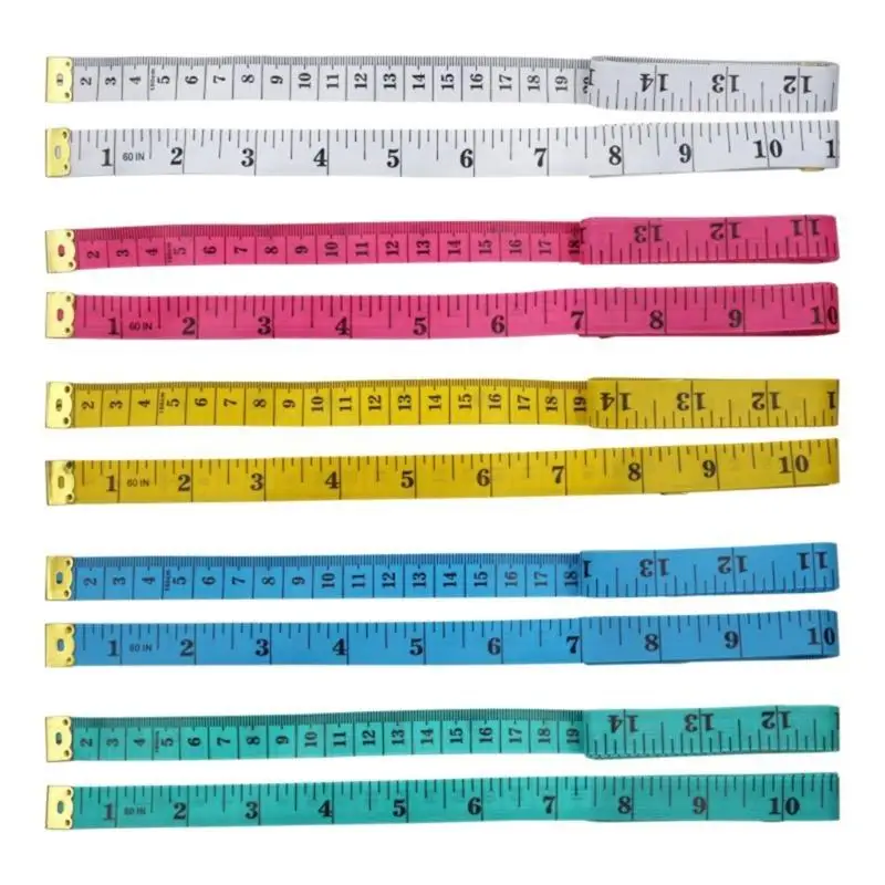 652F 5-Piece Flexible Measuring Tape Set 150Cm Length with Metric and Royal Reading, Soft Plastic Body for Sewing, Body and
