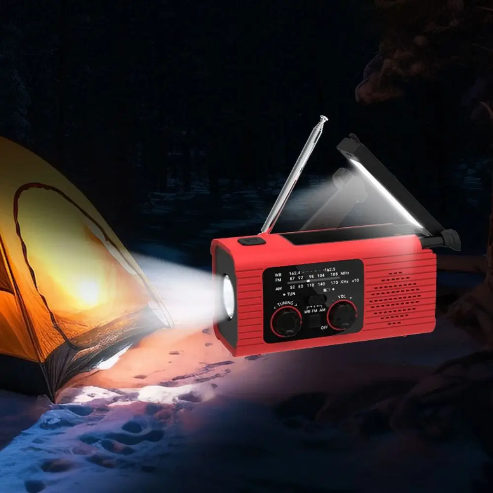 

High Quality Solar Power Emergency Radio USB Charger FM AM Hand-cranked Radio SOS Alarm Plastic LED Flashlight Camping