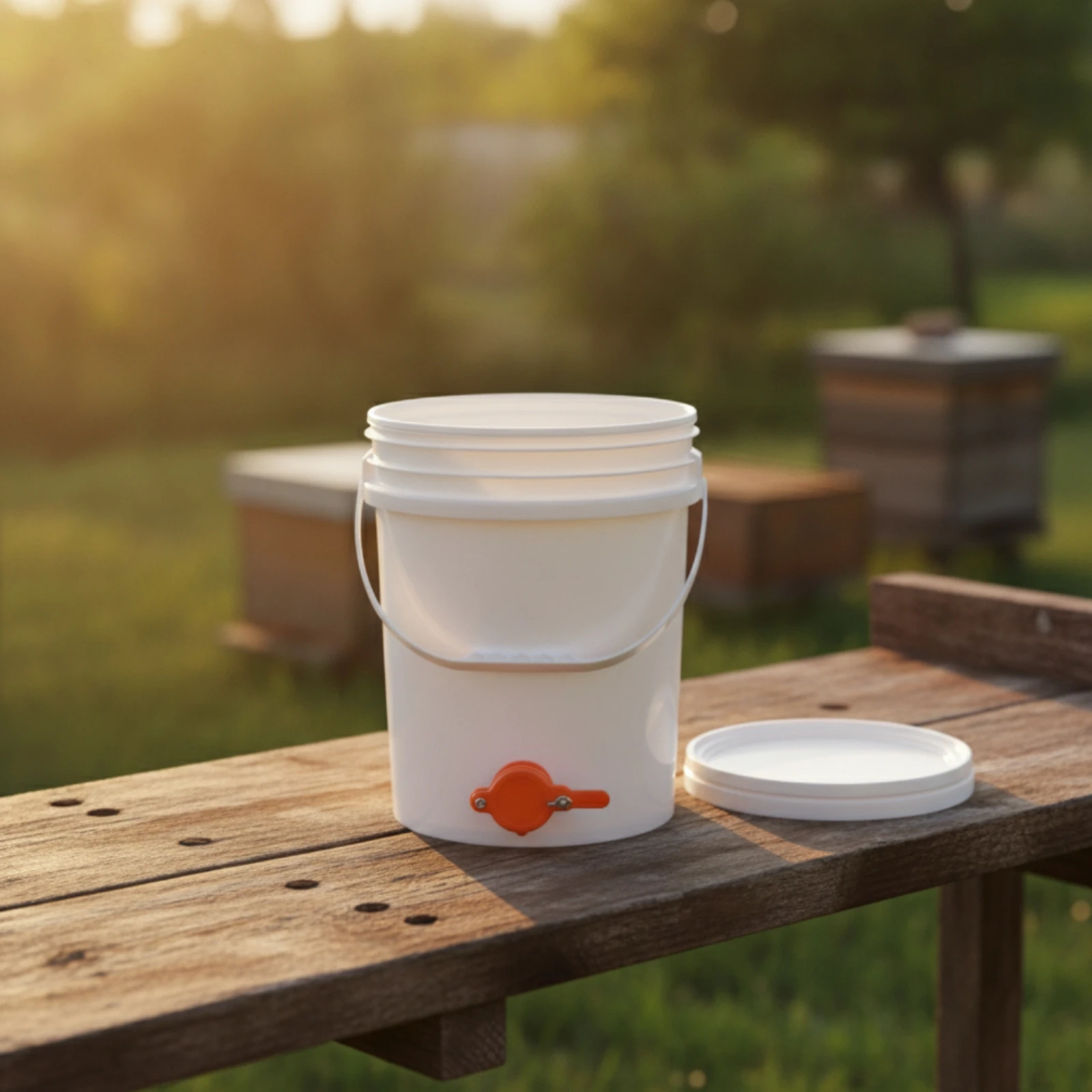 Honey Container with Spigot Leakproof Honey Pail with Gate Valve Tight-Sealing Long-Lasting for Beekeepers, Apiary