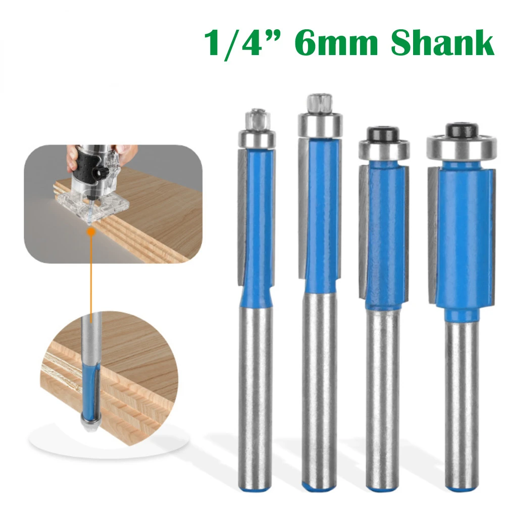 6mm 1/4Shank High-quality Milling Cutter Flush Trim With Bearing Router Bit Set Wood Trimming Cutter Router Bits for Woodworking