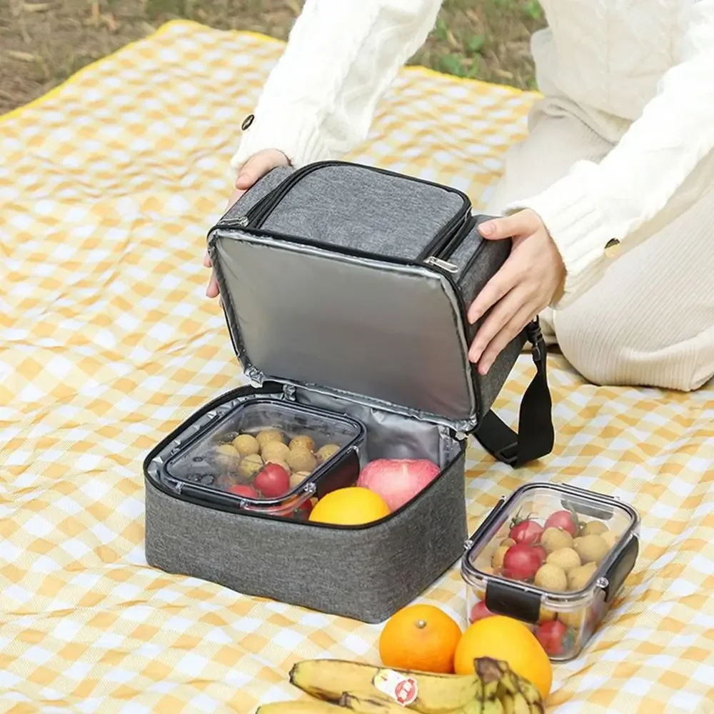 2025 جديد سعة كبيرة معزول أكياس الغداء قابلة لإعادة الاستخدام مقاوم للماء حقيبة تخزين مع حزام الكتف تخزين المواد الغذائية والشراب