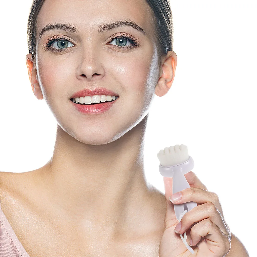 2Pcs Gesichts Reinigung Pinsel Manuelle Lange Griff Weichen Borsten Gesicht Wäscher Mitesser Entfernung Tiefen Sauber Peeling Gesicht waschen