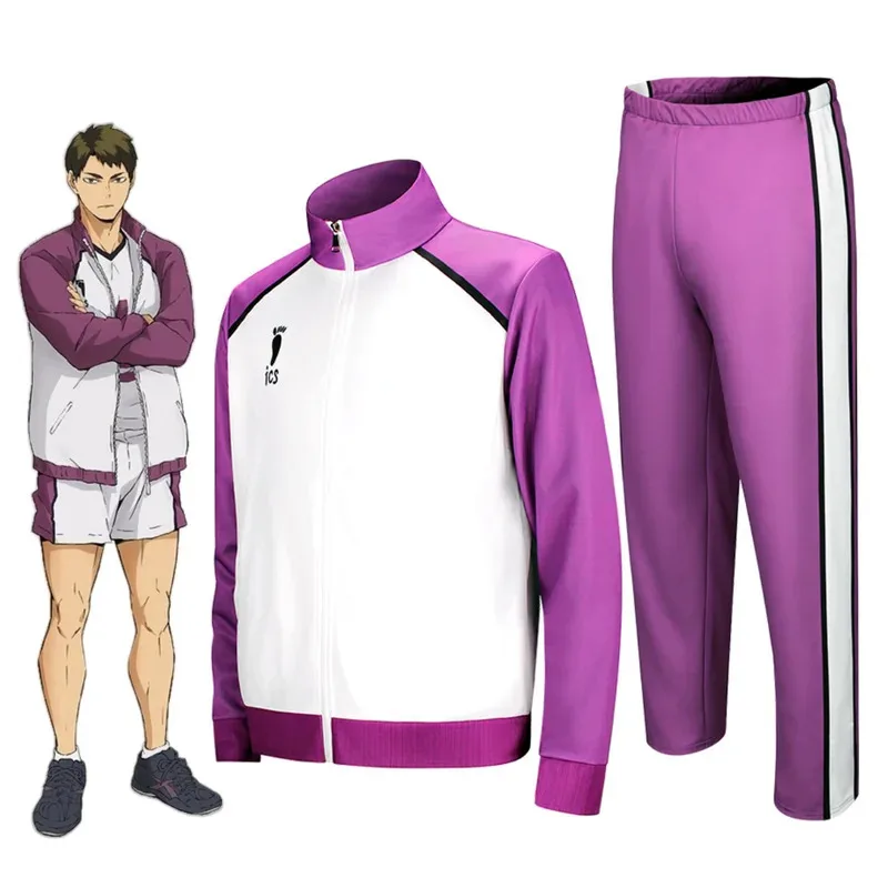 

Anime Haikyuu Ushijima Wakatoshi Cosplay Costumes Shiratorizawa High School Uniform Tendo Satori Volleyball Jacket Pants