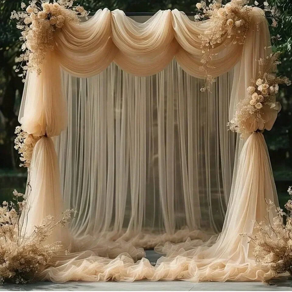 3-10M Hochzeitsbogen-Drapierung Stoffhintergrund für Hochzeitsempfang Tüll-Hintergrund Geburtstagsfeier Duschdekoration Deckendekoration – Detail 9