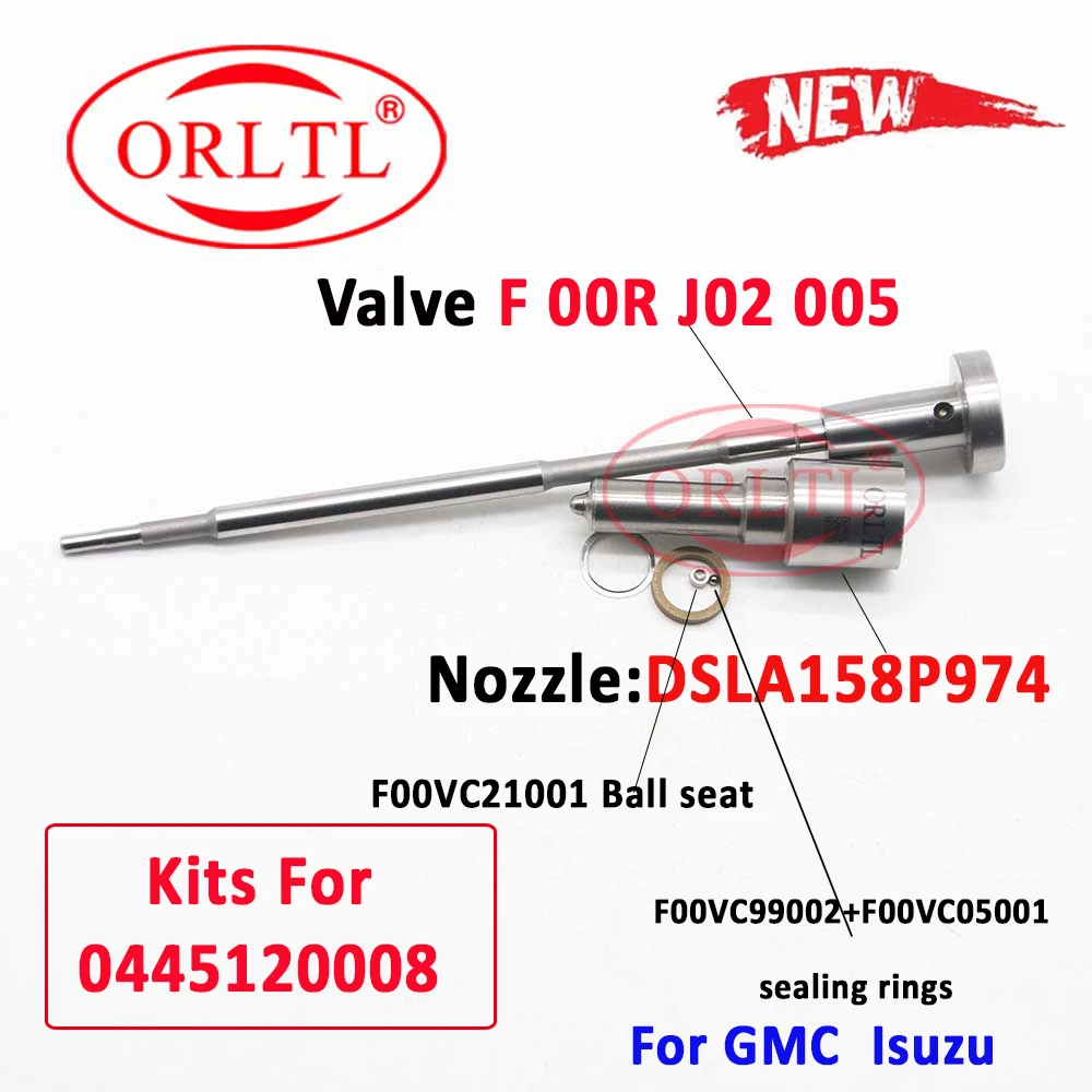 

NEW 0 445 120 008 Repair Kits Nozzle DSLA158P974 Control Valve F00RJ02005 For GMC ISUZU Injector 0445120008 0986435502 ORLTL