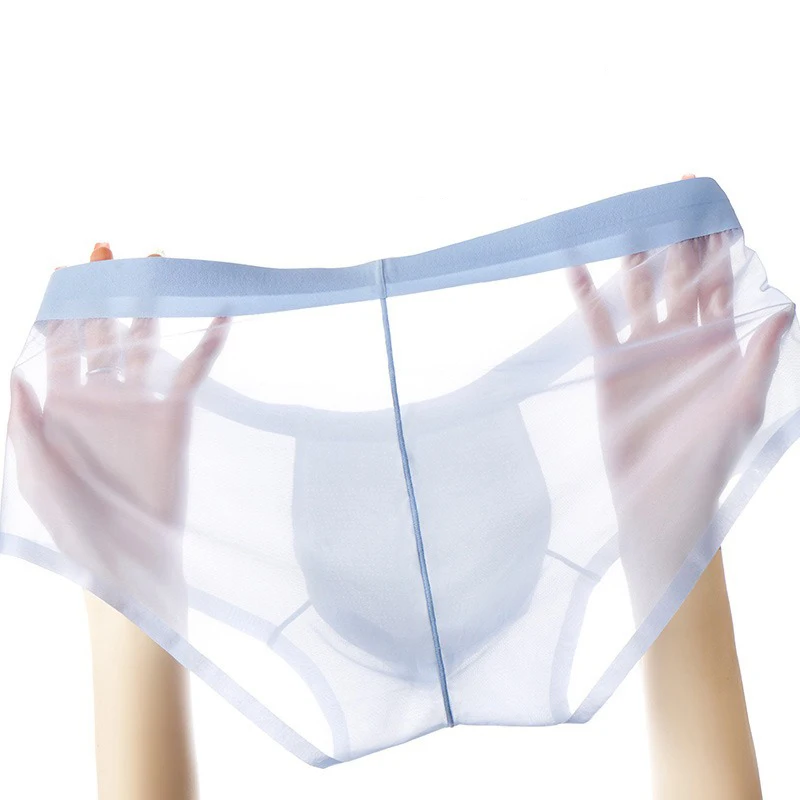 

Мужское ультратонкое нижнее белье, треугольные трусики из ледяного шелка, дышащие, быстросохнущие, антибактериальные, маленькие шорты-боксеры с промежностью