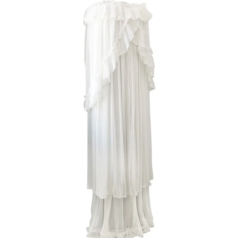 Pure White Simple Lace Mesh Round AC Cover, No Removal Needed While Working, Custom Cylindrical Dust Protector
